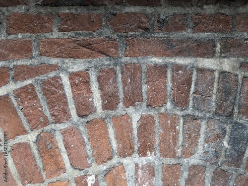 brick patterns on and old factory chimney in Czech republic,SUsice former SOLO company -Europe which is set to be put down, red and brownish bricks,industrial pattern photo