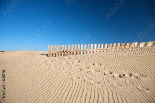 sand dunes at valdevaqueros beach in spain photo