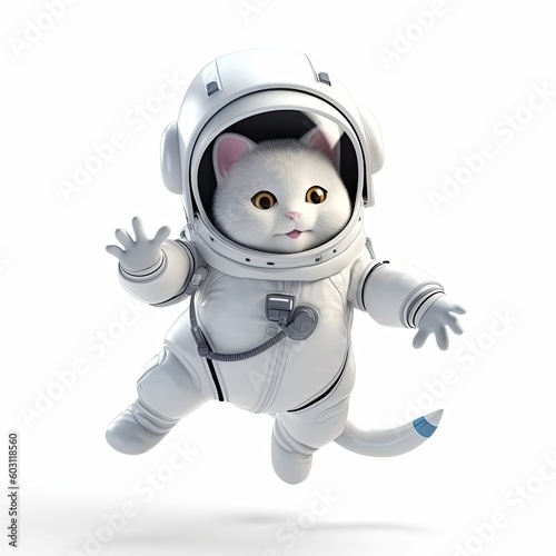 curious astronaut cat floating in space