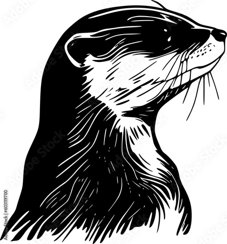 Otter - Black and White Isolated Icon - Vector illustration
