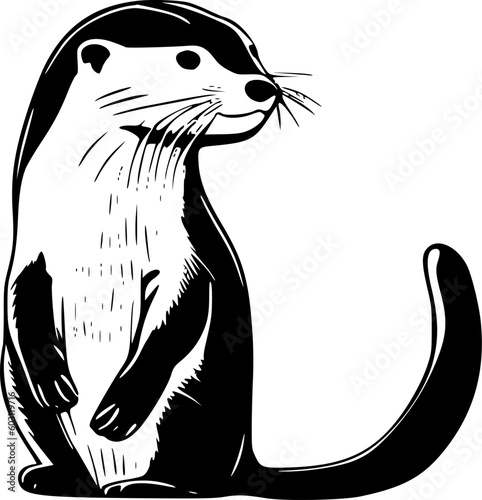Otter | Black and White Vector illustration