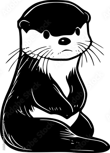 Otter | Black and White Vector illustration