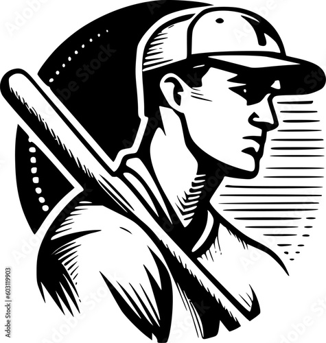 Retro Baseball | Black and White Vector illustration