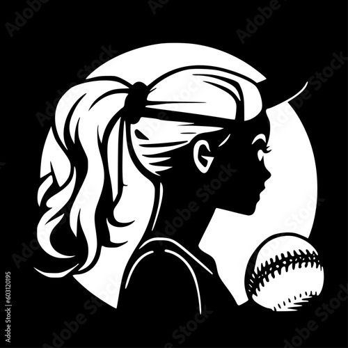 Softball | Minimalist and Simple Silhouette - Vector illustration