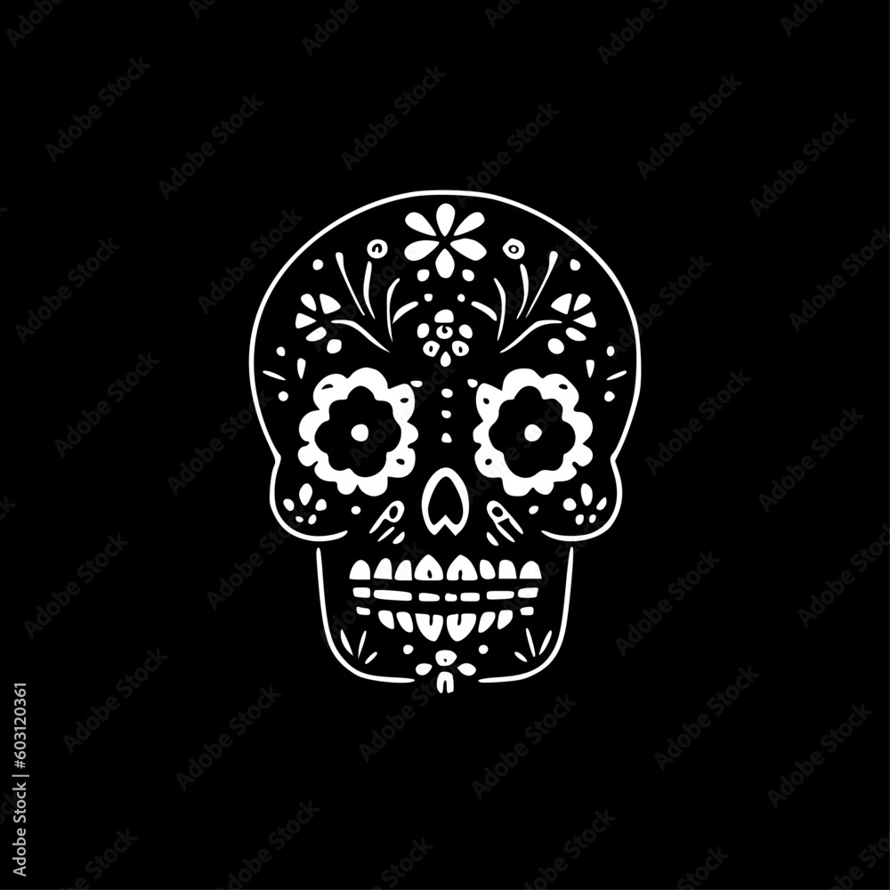 Sugar Skull | Black and White Vector illustration