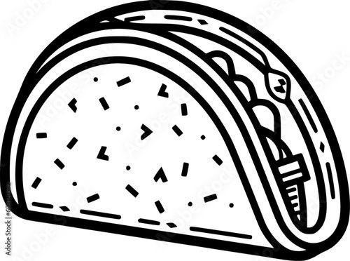 Taco | Black and White Vector illustration