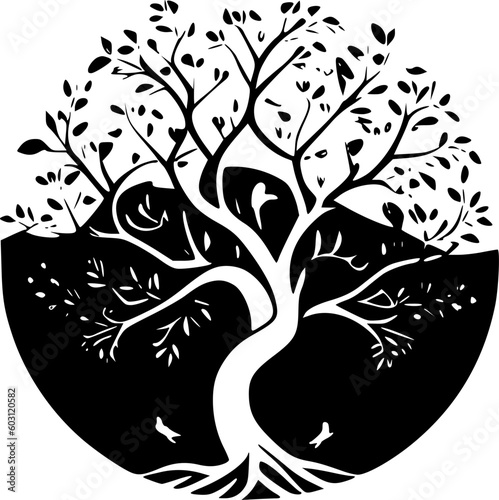 Tree of Life | Black and White Vector illustration