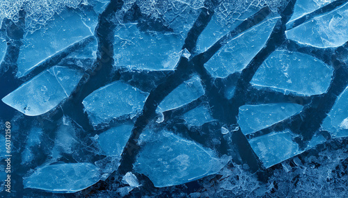 Broken ice texture, Cracked ice, Winter texture background, Generative AI