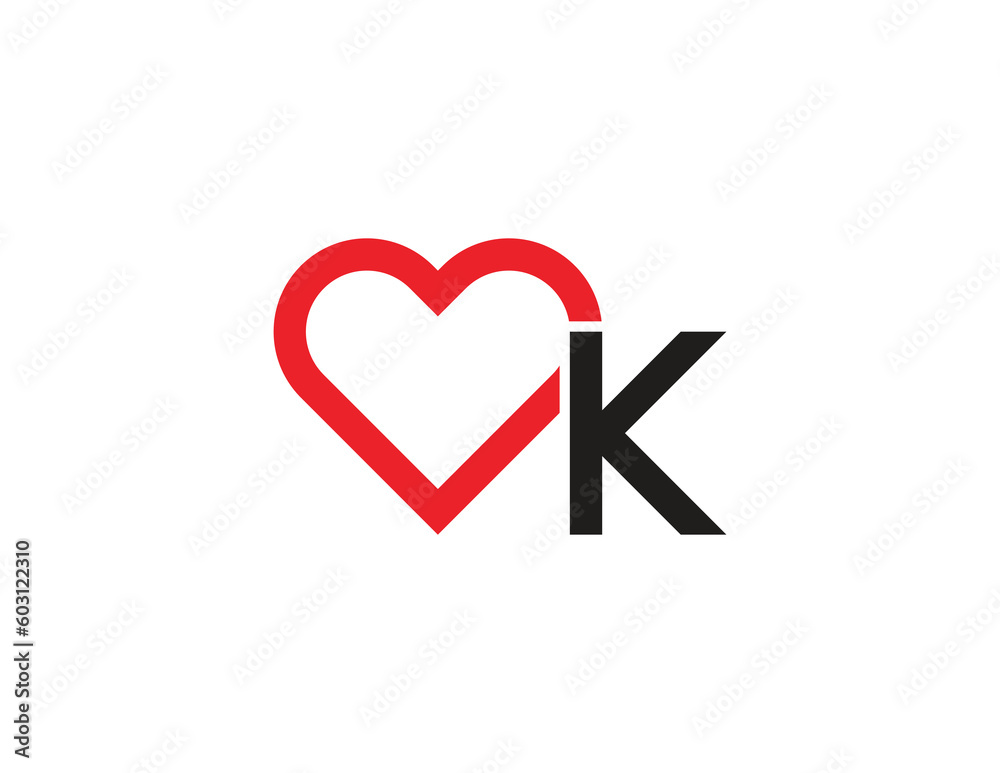 initial Letter K Heart Logo Concept icon sign symbol Element Design. Love, Health Care, Medical, Dating App, Valentine's Day Logotype. Vector illustration template initial Letter K Heart Logo Concept icon sign symbol Element Design. Love, Health Care, Medical, Dating App, Valentine's Day Logotype. Vector illustration template