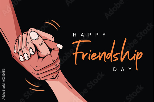 Vector illustration friendship day with holding hands representing their bond. vector illustration