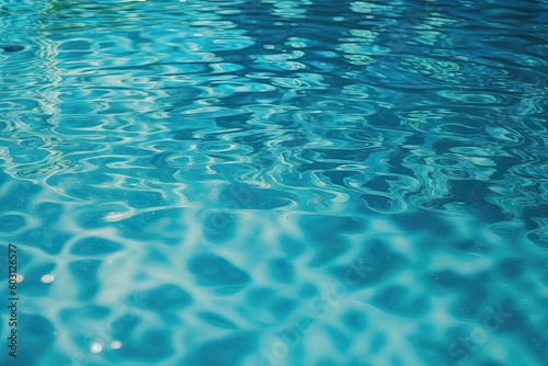 serene blue swimming pool with gentle ripples on the surface of the water. Generative AI