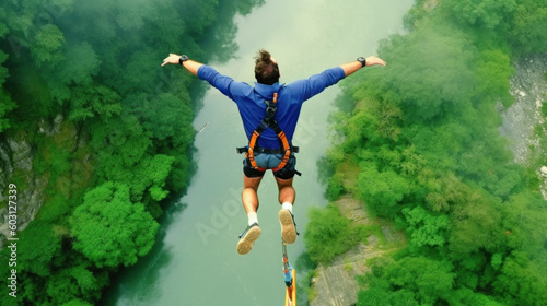 Bungee jumping created with generative AI technology photo