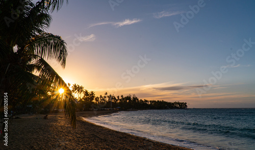 Beautiful sunset on the beach in Las Terrenas, Samana, Dominican Republic