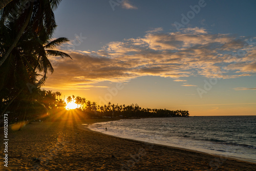 Beautiful sunset on the beach in Las Terrenas, Samana, Dominican Republic