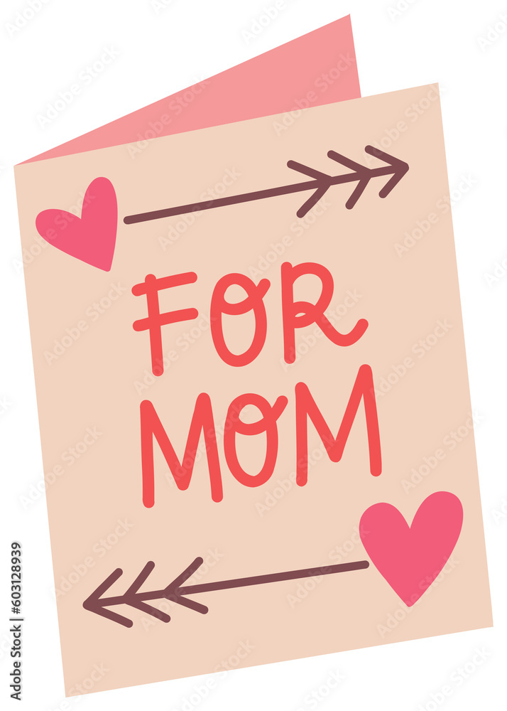 For Mom Greeting Card Flat Illustration For Mom Greeting Card Flat Illustration
