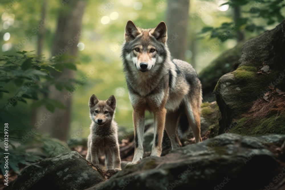 Wolf with cub