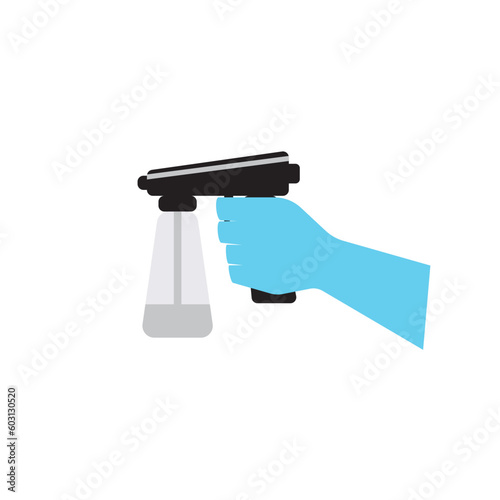 Hand holding spray tan gun icon. Clipart image isolated on white background