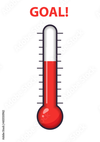 Goal Thermometer icon template. Clipart image isolated on white background