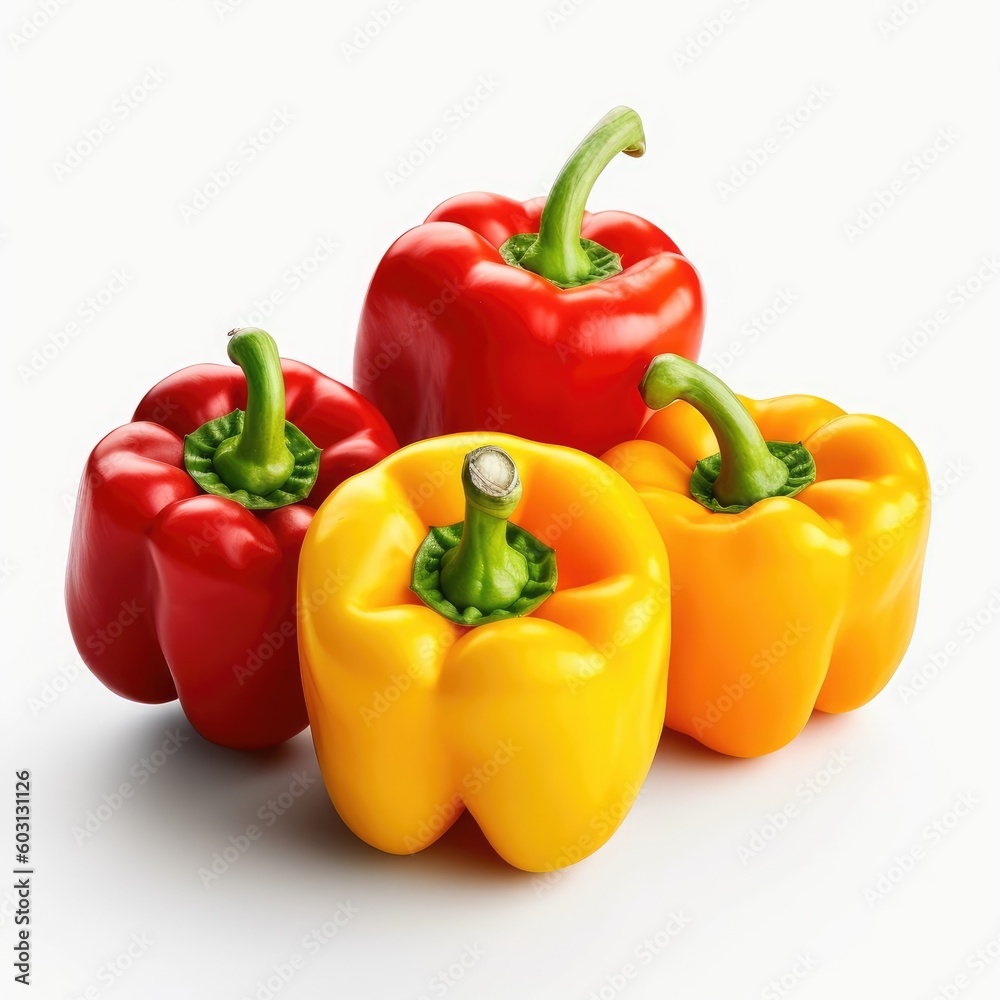 Peppers isolated on white background (generative AI) Peppers isolated on white background (generative AI)