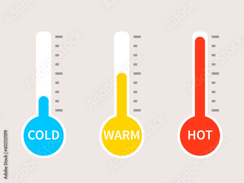 Cold Hot Warm Thermometer icon. Clipart image isolated on white background