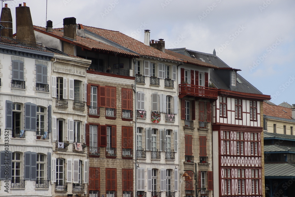 Basque style house in the old town of Bayonne, France Basque style house in the old town of Bayonne, France