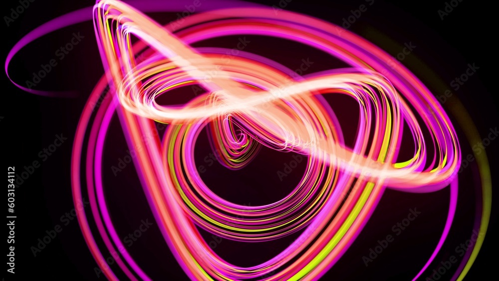 3d render. Light flow bg. Abstract background with light trails, stream of green red yellow neon lines form spiral shapes. Modern trendy motion design background light effect. 3d render. Light flow bg. Abstract background with light trails, stream of green red yellow neon lines form spiral shapes. Modern trendy motion design background light effect.