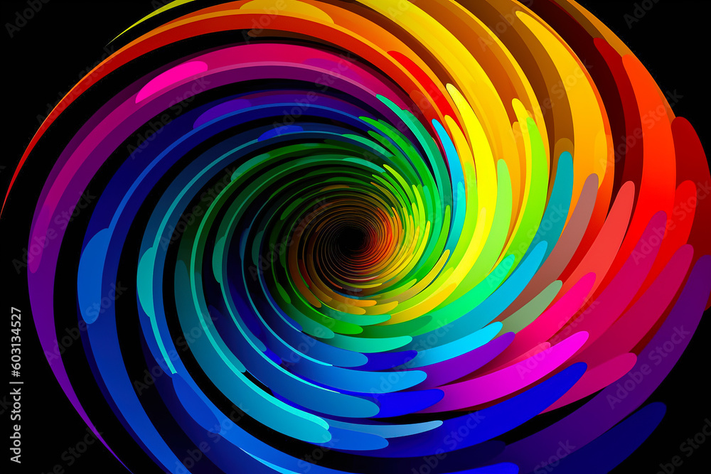 Obraz premium colorful abstract spiral background, vibrant spectrum colors, rainbow core, Generative AI