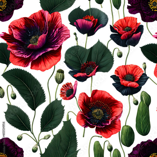 red and black poppies Ai illustrations  Poppies digital art  exotic floral species digital art  Digital AI illustrations. Beautiful floral AI art  Poppies AI art  AI generative  AI artwork  poppies 