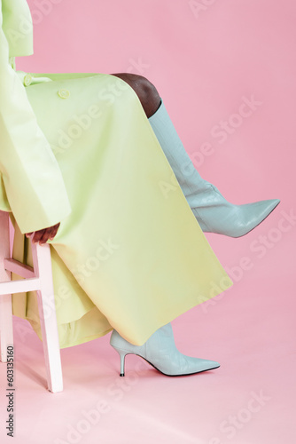 Anonymous woman in pastel color photo