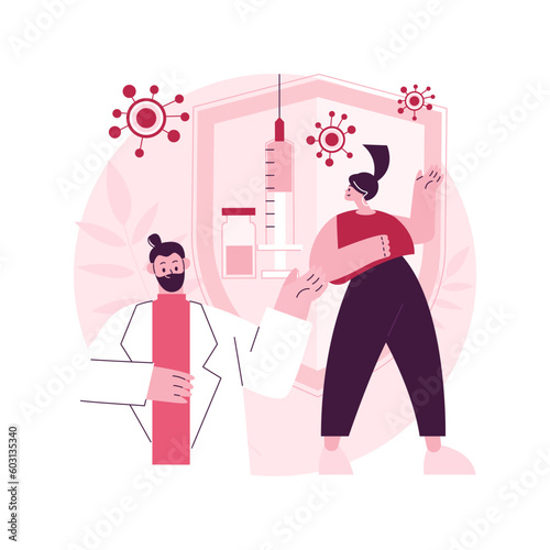 Vaccination of adults abstract concept vector illustration. Flu vaccination of adult, grown up immunization schedule, vaccine-preventable diseases list, general medical practice abstract metaphor.