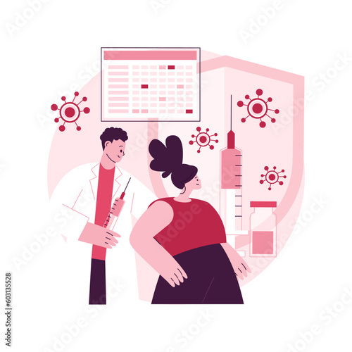 Vaccination program abstract concept vector illustration. Vaccination info, immunization program, infectious disease prevention, vaccine, health protection, public healthcare abstract metaphor.