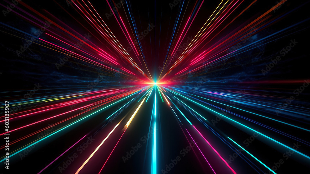 an abstract background with colored lights and colorful beams, Generative AI