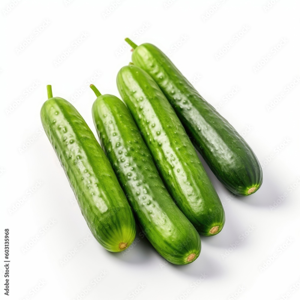 Cucumbers isolated on white background (generative AI) Cucumbers isolated on white background (generative AI)