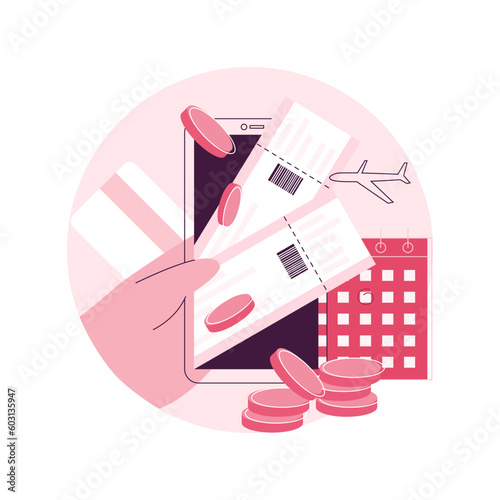 Low cost flights abstract concept vector illustration. Cheap tickets, airline flash sale, vacation planning, airport timetable, buy ticket online, domestic, international flight abstract metaphor.