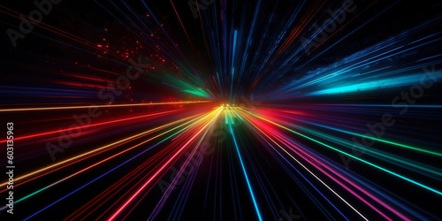 an abstract background with colored lights and colorful beams, Generative AI
