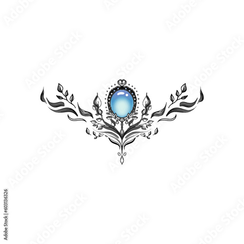 blue gemstone ornament tattoo design