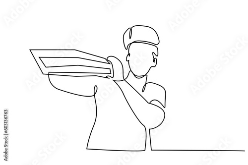man technical master home service industrial repairman tools pose line art