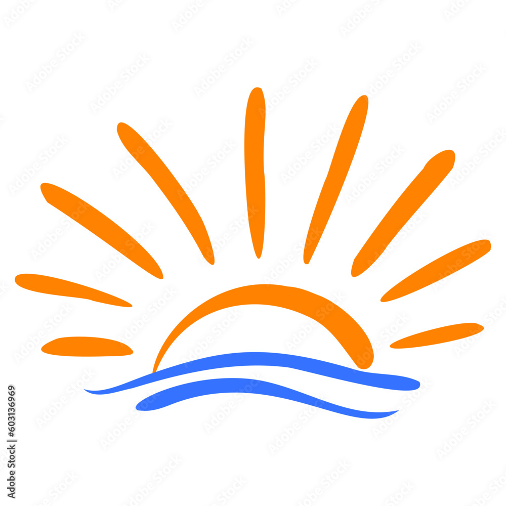 Color sketch of sun. Hand drawn icon of summer symbol. Stylized sun flat vector illustration. Color sketch of sun. Hand drawn icon of summer symbol. Stylized sun flat vector illustration.