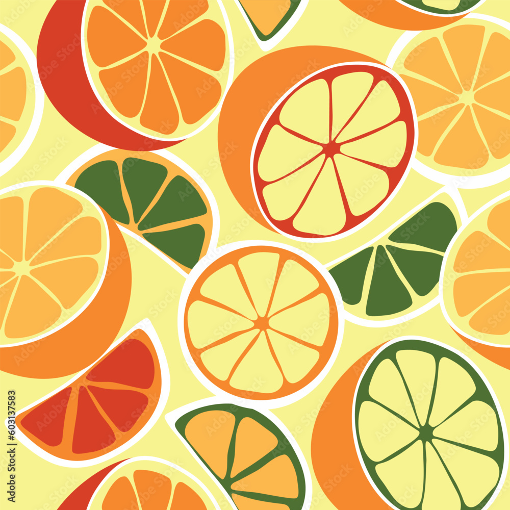 Lemon, grapefruit, orange background. Vector illustration.
