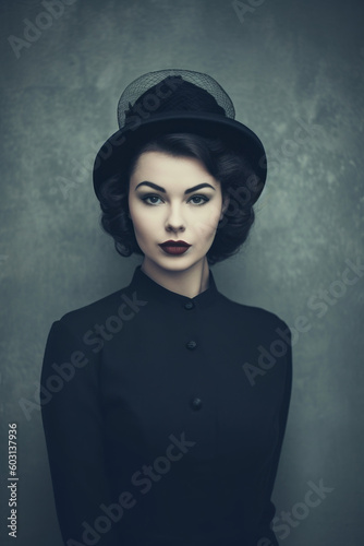 Portrait of a woman from the 50s. Generative AI