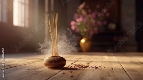 Canvastavla Incense stick. Aromatherapy. Generative AI