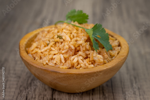Wallpaper Mural Side order of Mexican rice with cilantro on top and servved in a decorative bowl Torontodigital.ca