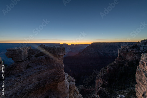 Sunrise at the Grand Canyon National Park in Arizona silhouette layers