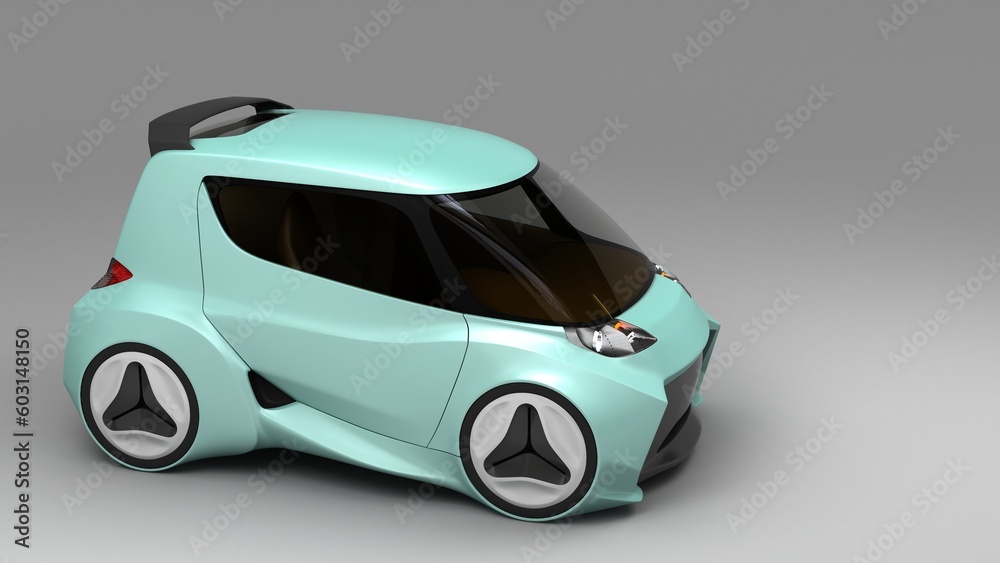 futuristic micro car design, electric city car, fantasy vehicle