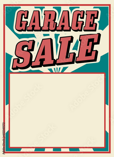 Garage sale SIGN vintage style stripes bursting poster for print