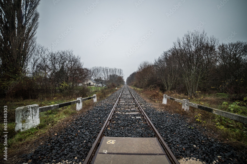 Fototapeta premium Railroad at Soly, Hungarian abandoned countryside