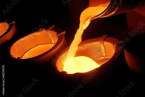 burning stove, hot copper smelting at the metallurgical plant
