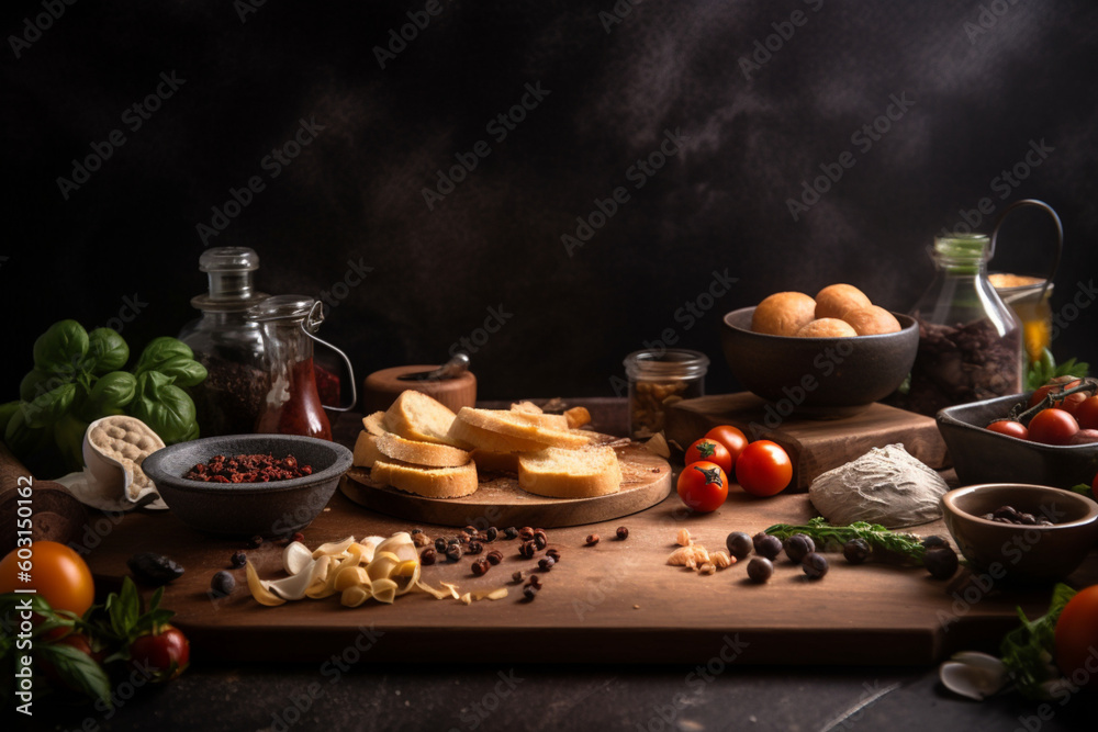 Fototapeta premium A table full of food including a variety of vegetables 