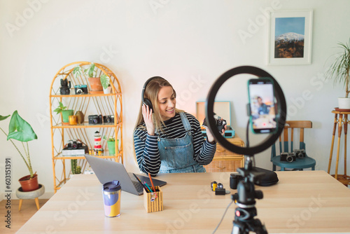 A woman is streaming