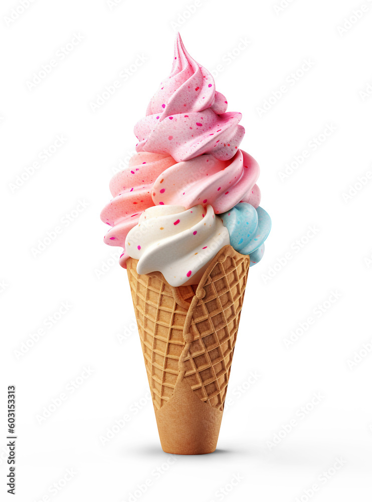 Colorful ice cream cone. Ai. Cutout on transparent Colorful ice cream cone. Ai. Cutout on transparent